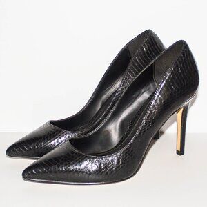 Aldo Black Crocodile Texture Pointed Heels